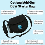 DGW Starter Bag add-on, Black with OG Shield — carries 6-8 discs, zipper pocket, adjustable strap