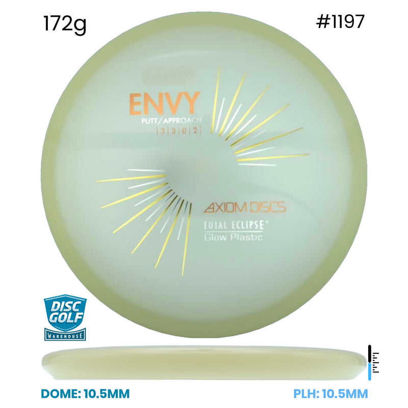 Disc Golf Warehouse Axiom Envy - Total Eclipse Glow Plastic Blue/White Glow Rim/Black, Gold 172g