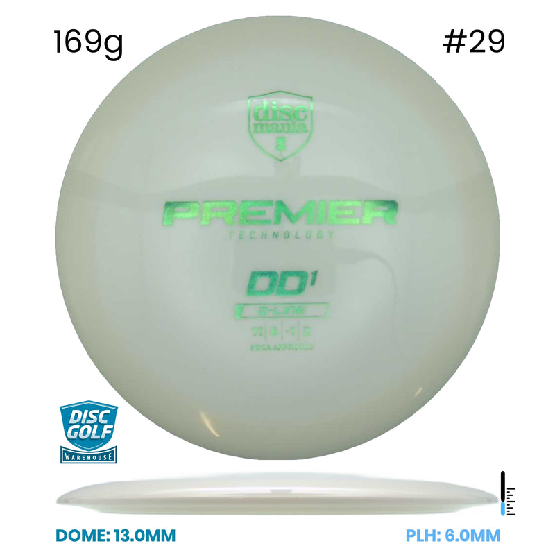 Disc Golf Warehouse Discmania DD1 - Premier Q-Line Plastic White #29/Green Metallic 169g