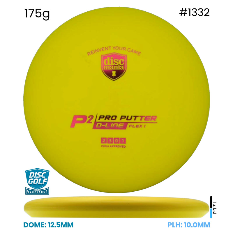 Disc Golf Warehouse Discmania P2 - D Line Flex 1 Plastic Yellow/Red 175g