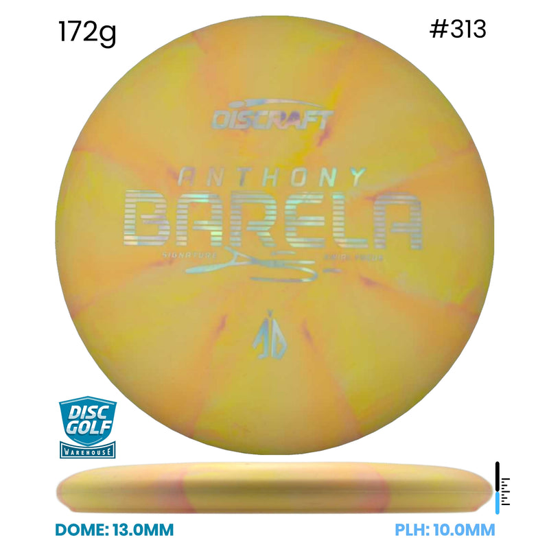 Disc Golf Warehouse Discraft Focus - CT Swirl Plastic - Anthony Barela Signature Yellow/#313/Silver 172g
