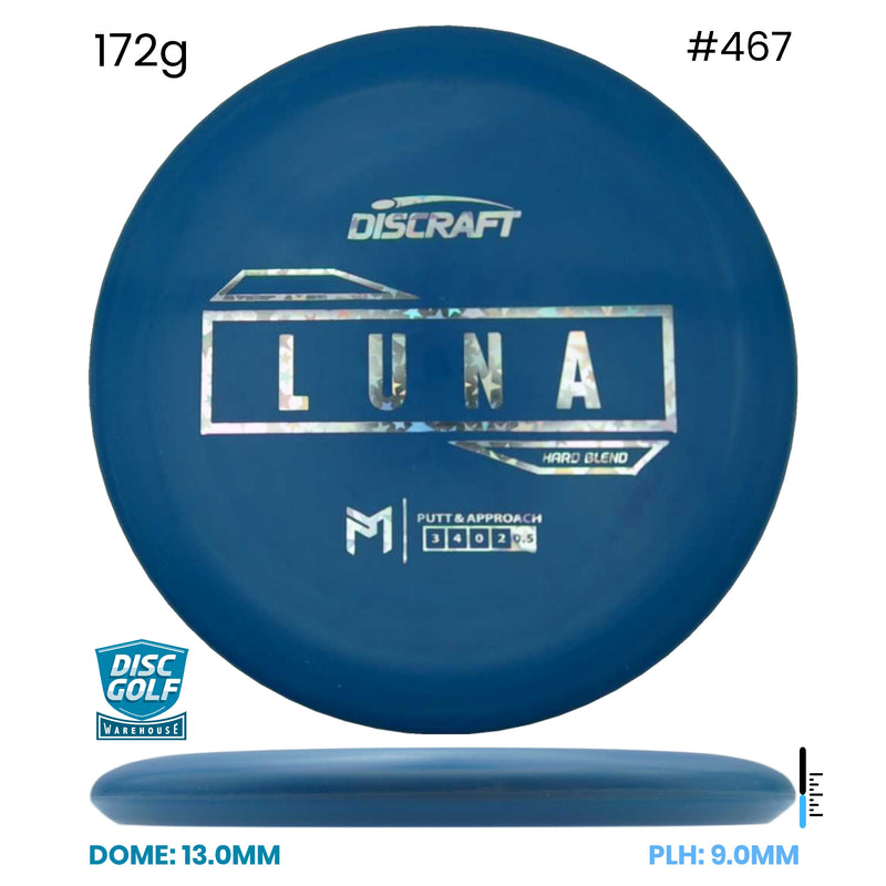 Disc Golf Warehouse Discraft Luna - Putter Line Hard Blue/Silver 172g