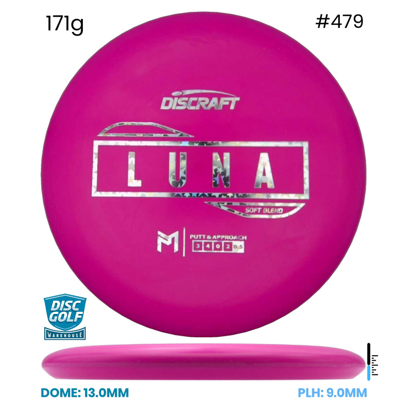 Disc Golf Warehouse Discraft Luna - Putter Line Soft Pink/Silver 171g