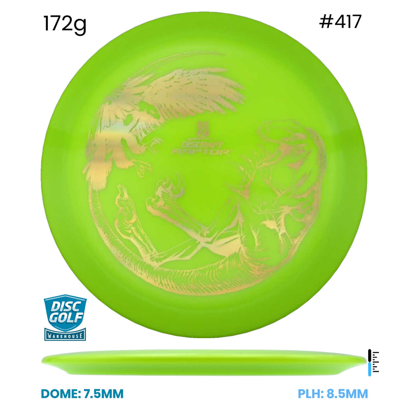 Disc Golf Warehouse Discraft Raptor - Big Z Plastic Green/Gold 172g