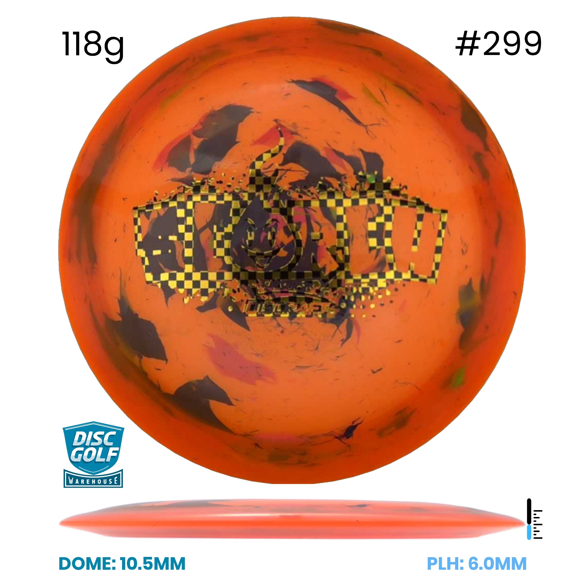 Disc Golf Warehouse Discraft Scorch - Light Weight Jawbreaker Plastic Orange/#299/Multicolor 118g
