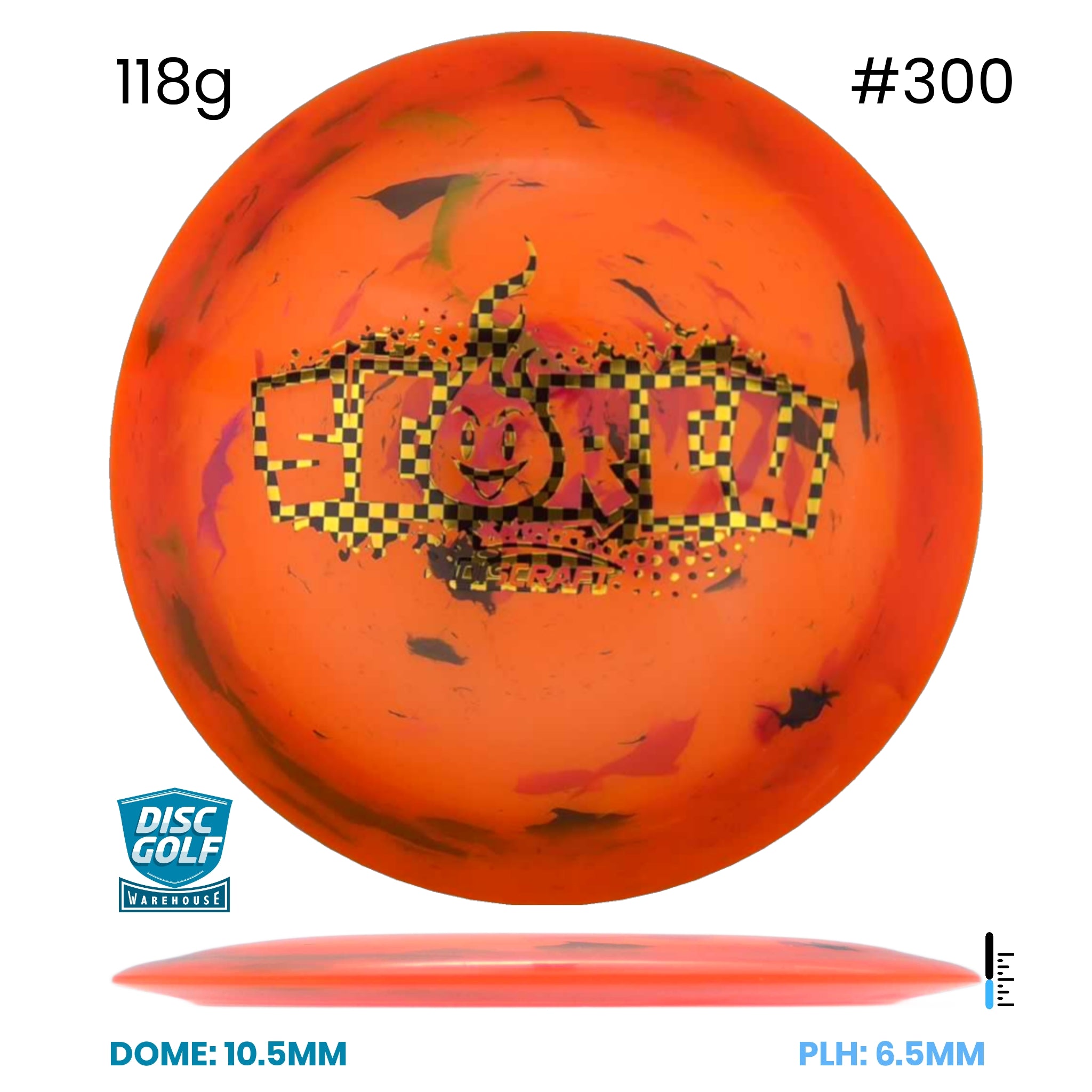 Disc Golf Warehouse Discraft Scorch - Light Weight Jawbreaker Plastic Orange/#300/Multicolor 118g