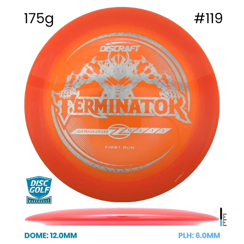 Disc Golf Warehouse Discraft Terminator - Z Plastic - First Run Orange/Silver 175g