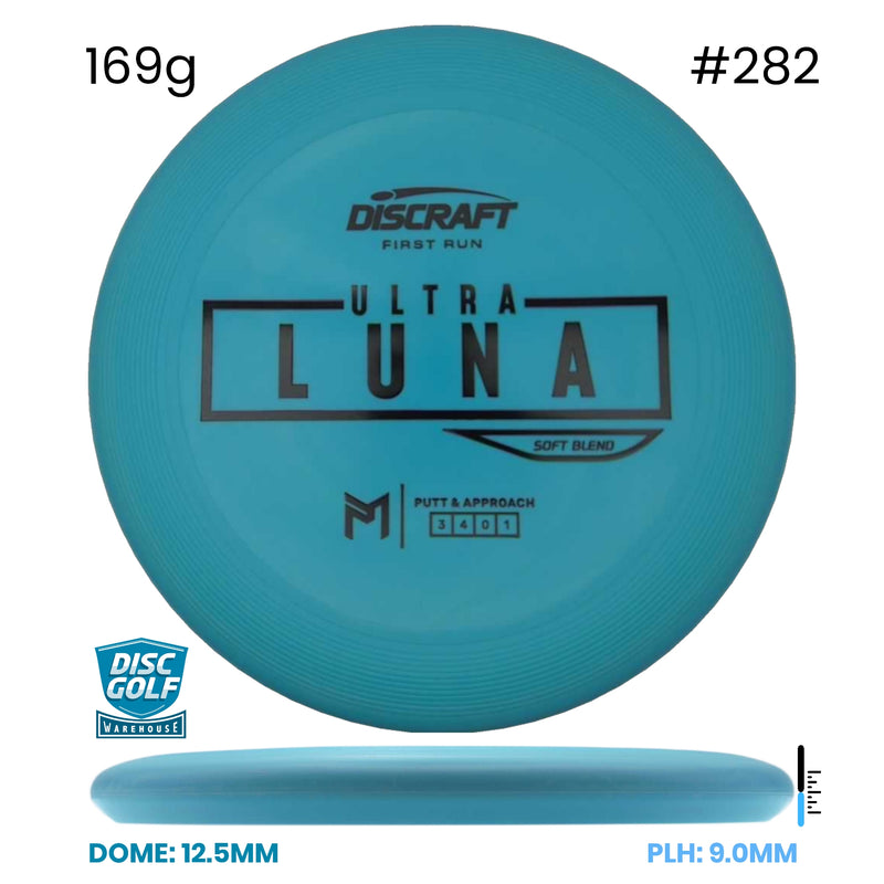 Disc Golf Warehouse Discraft UltraLuna - Putter Line Soft Turquoise/#282/Black 169g