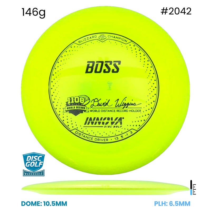 Disc Golf Warehouse Innova Boss - Blizzard Champion Plastic Yellow/Black 146g