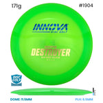 Disc Golf Warehouse Innova Destroyer - Champion Plastic Green/Blue Metallic, Gold 171g