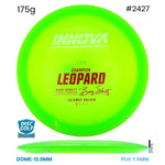 Disc Golf Warehouse Innova Leopard - Champion Plastic - Barry Schultz Signiture Green/Red Metallic, White 175g