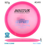Disc Golf Warehouse Innova Leopard - Champion Plastic - Barry Schultz Signiture Pink/Black, Blue Metallic 167g
