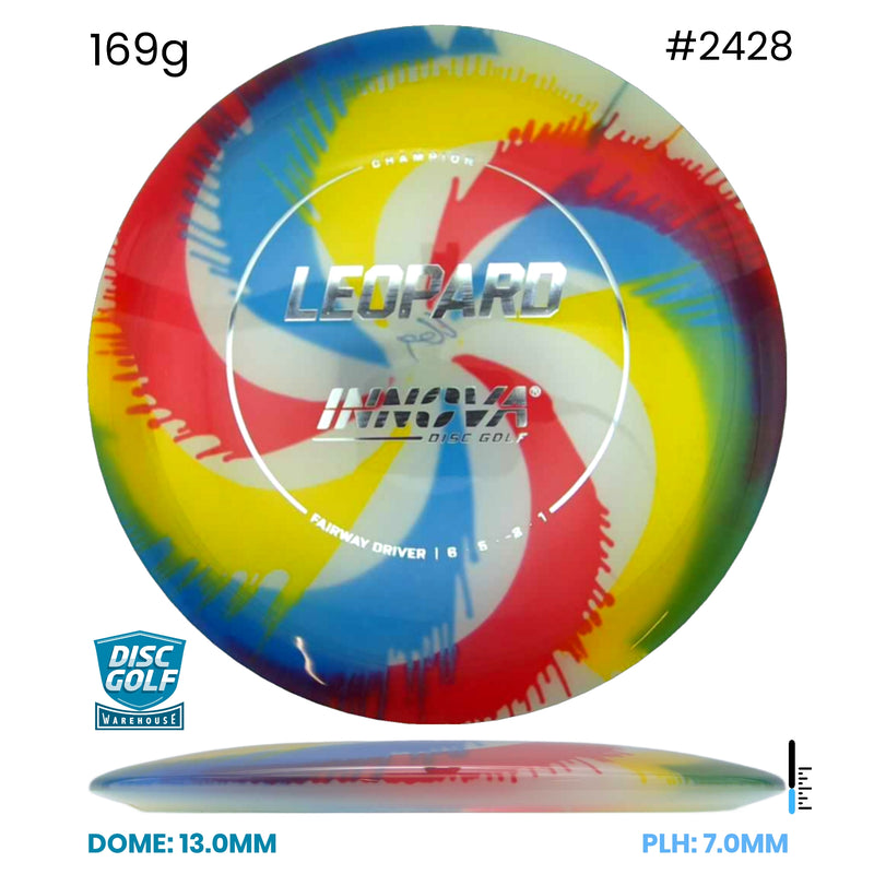 Disc Golf Warehouse Innova Leopard - I-Dye Champion Plastic Full Colour Dye/Red Metallic, White 169g