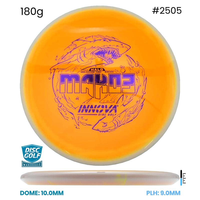 Disc Golf Warehouse Innova Mako3 - Halo Star Plastic Orange/Purple Metallic 180g