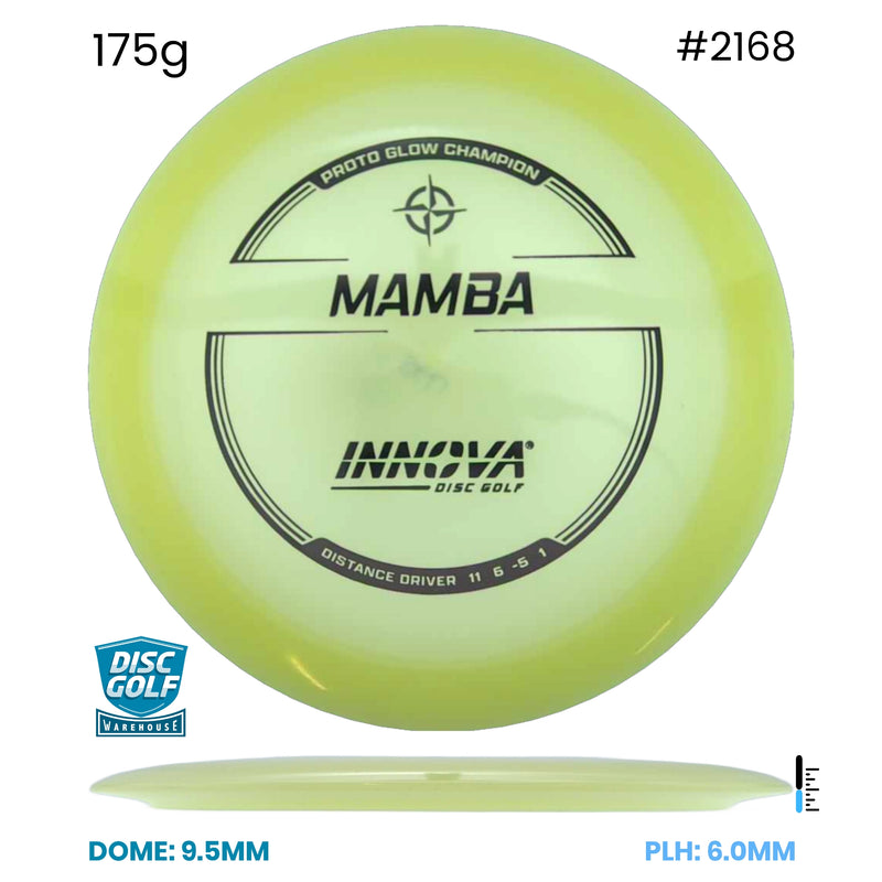Disc Golf Warehouse Innova Mamba - Proto Glow Champion Plastic Glow/Black, Red Metallic 175g