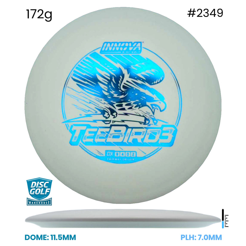 Disc Golf Warehouse Innova Teebird3 - DX Plastic White/Blue Metallic 172g