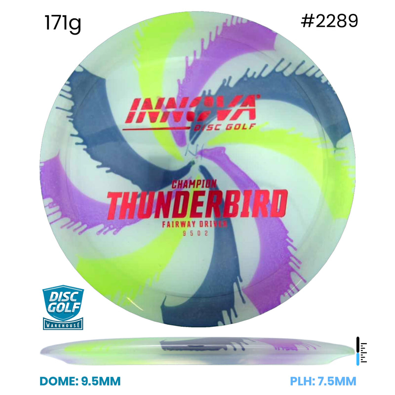 Disc Golf Warehouse Innova Thunderbird - I-Dye Champion Full Colour Dye/Rainbow Holo, Black 171g