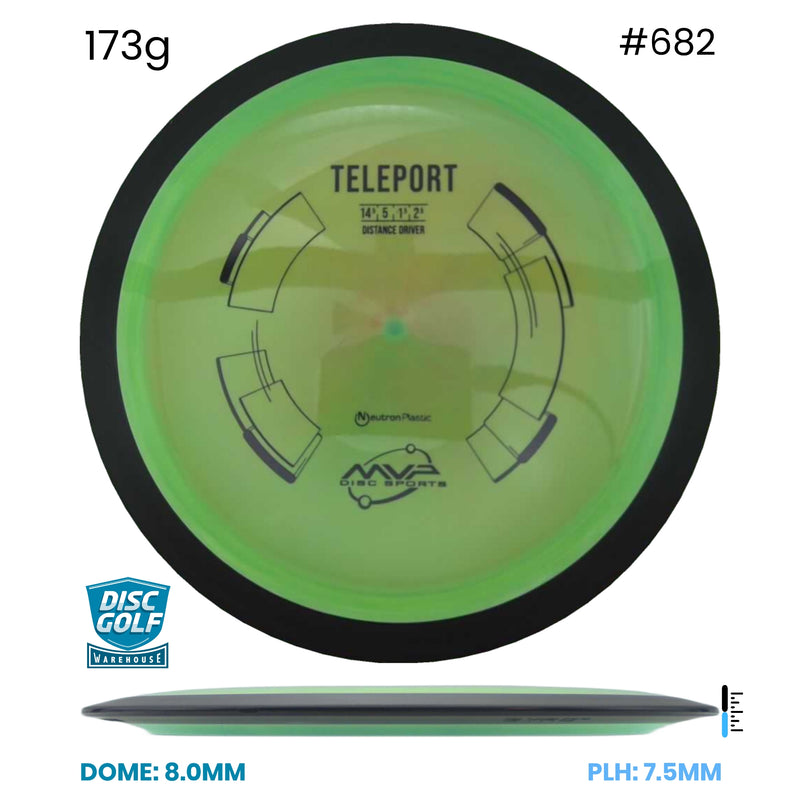 Disc Golf Warehouse MVP Teleport - Neutron Plastic Green/Black 173g