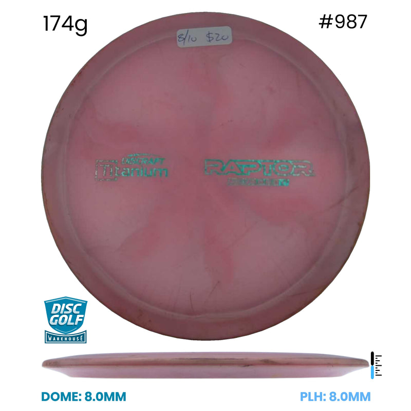 Disc Golf Warehouse Pre-loved Fairway Drivers Raptor - Titanium - 8/10/Green Metallic 174g