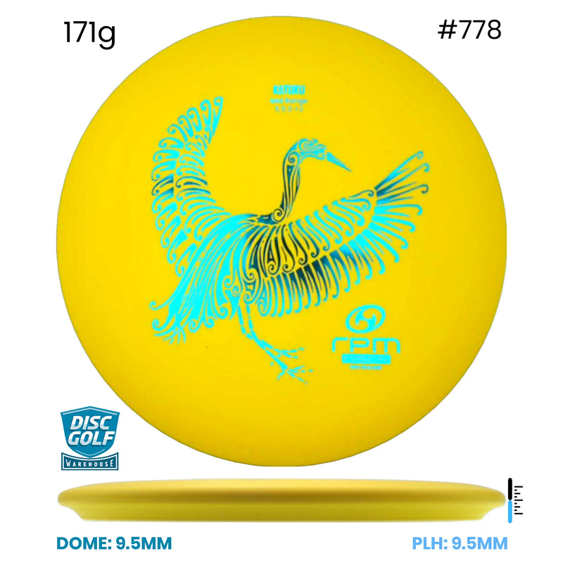 Disc Golf Warehouse RPM Kotuku - Magma Plastic Yellow/Blue Metallic 171g