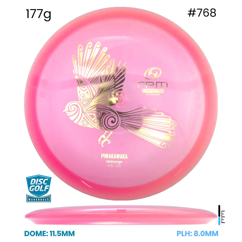 Disc Golf Warehouse RPM Piwakawaka - Cosmic Plastic Pink/Gold 177g