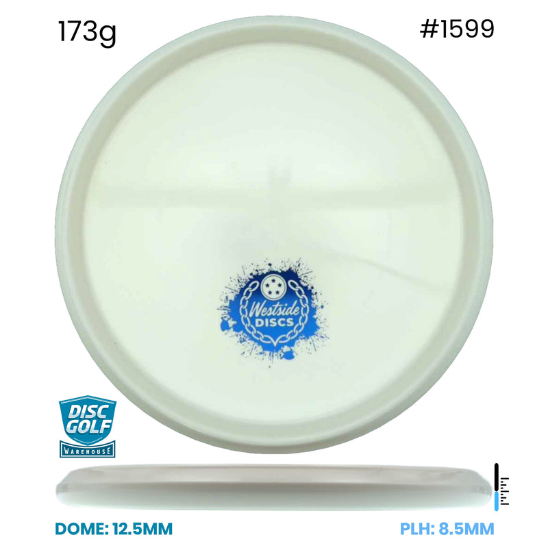 Disc Golf Warehouse Westside Discs Harp -  Tournament Plastic - White Bottom Stamp White/Blue Metallic 173g