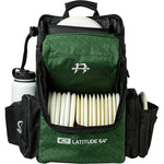 Player wearing the Latitude 64 Core Pro E3 Isaac Robinson signature backpack on the course